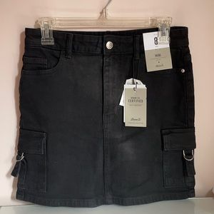 Black Cargo Mini Skirt